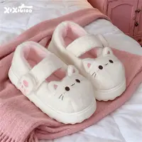 细细条 软萌小猫爪lolita鞋冬防滑户外魔术贴玛丽珍棉鞋豆豆鞋女