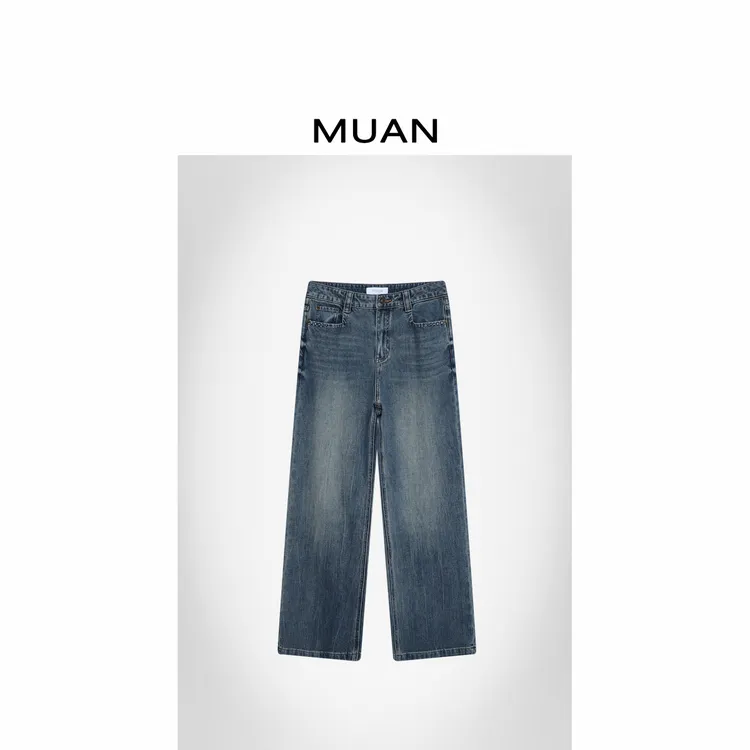 木岸MUAN:《罗勒牛仔》定制复古宽松简约百搭高级长裤SJ-KW-8836