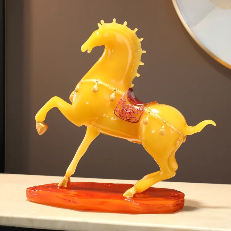 非遗仿琉璃唐马摆件吉祥如意公司玄关居家酒柜工艺品开业长辈礼品
