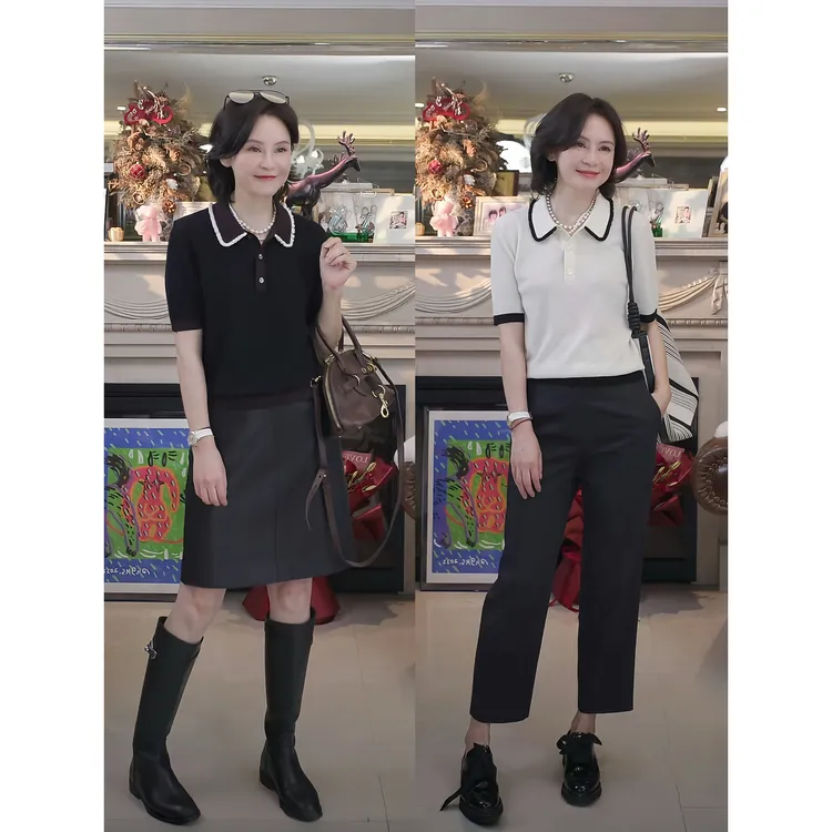 我是摩羯 D大调 60支100扬子绵羊毛16针水波肌理秋短袖针织衫