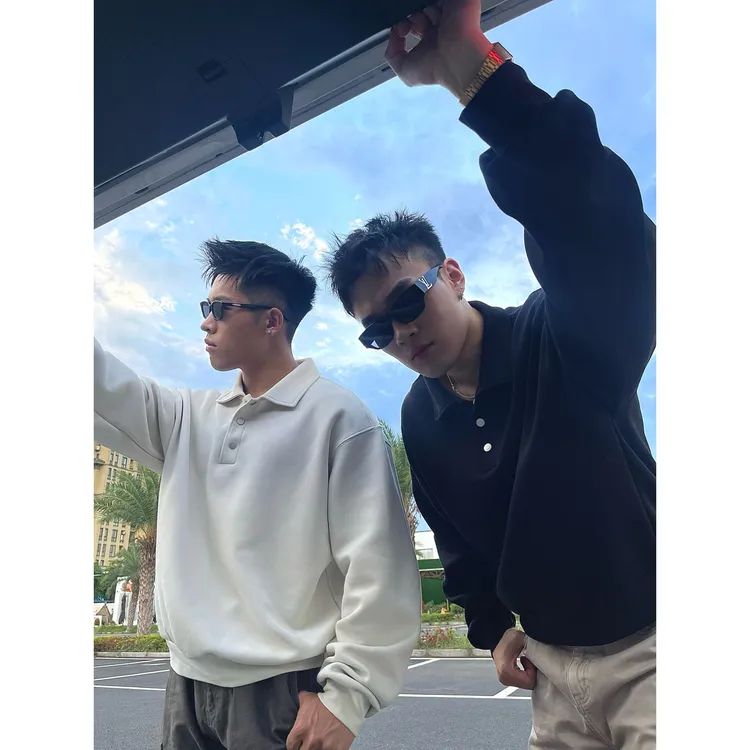 1RMunion<依旧POLO守护者>美式重磅秋冬百搭休闲Boxy翻领摁扣卫衣