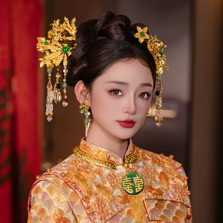 合金婚庆饰品 新娘中式新款古装龙凤褂秀禾发簪结婚礼配饰品MYQ61