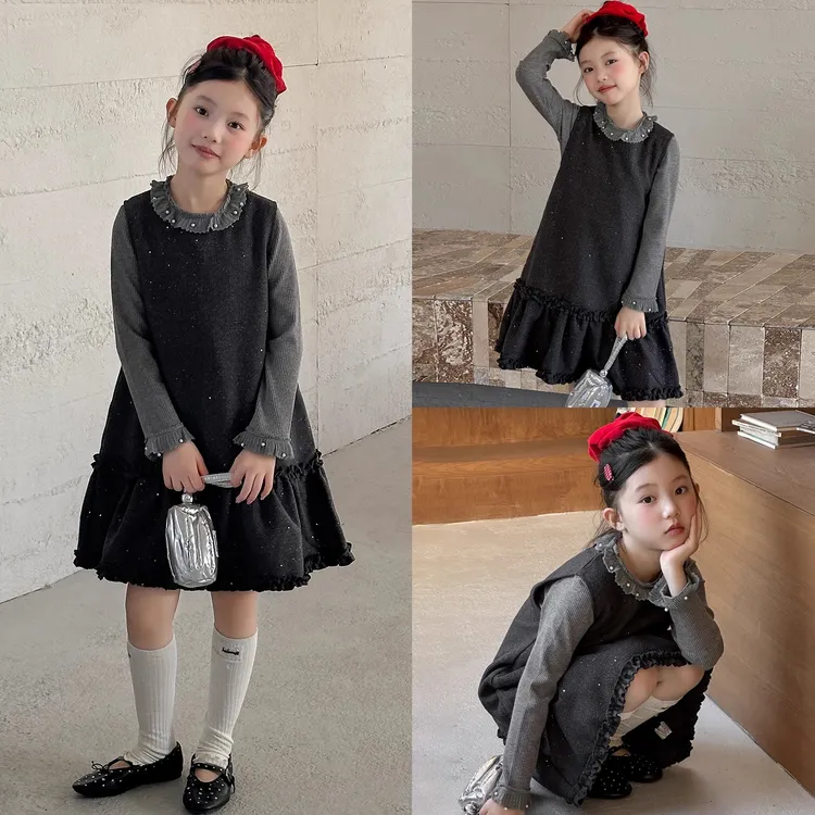 女童富家千金连衣裙秋冬装2025新款女大童超好看背心裙儿童公主裙