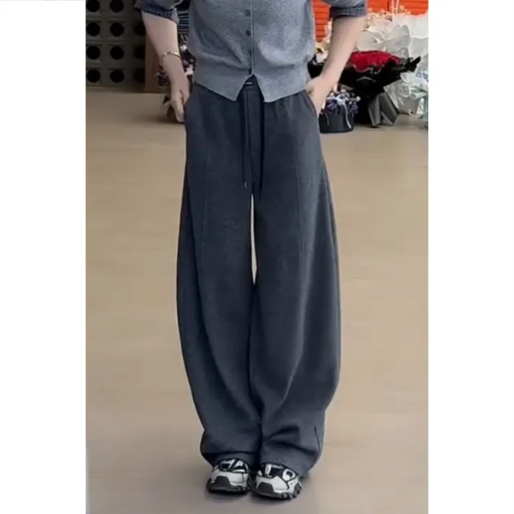 阔腿裤显瘦百搭冬季新款弯刀裤女梨形身材大码休闲裤松紧腰