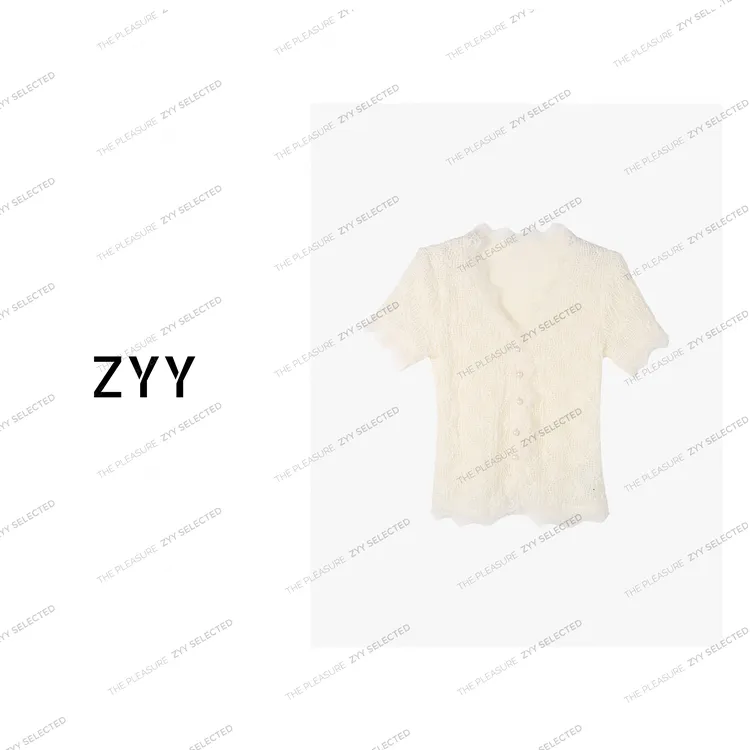 ZYY【莫奈印象】2025/S新品夏V领镂空蕾丝边轻奢马夹女X25XMJ01484