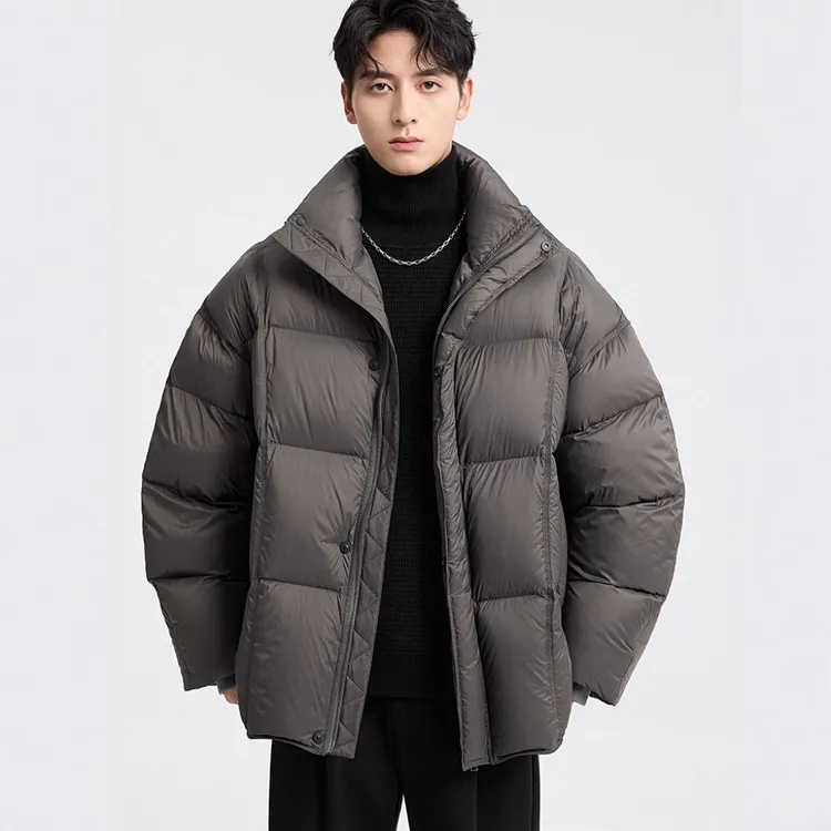 高充绒200G重磅加厚立领短款羽绒服男冬季新款防风保暖面包服外套