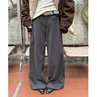 【逸语服饰】冬季灰色毛呢西装休闲裤女阔腿直筒垂感长裤拖地裤