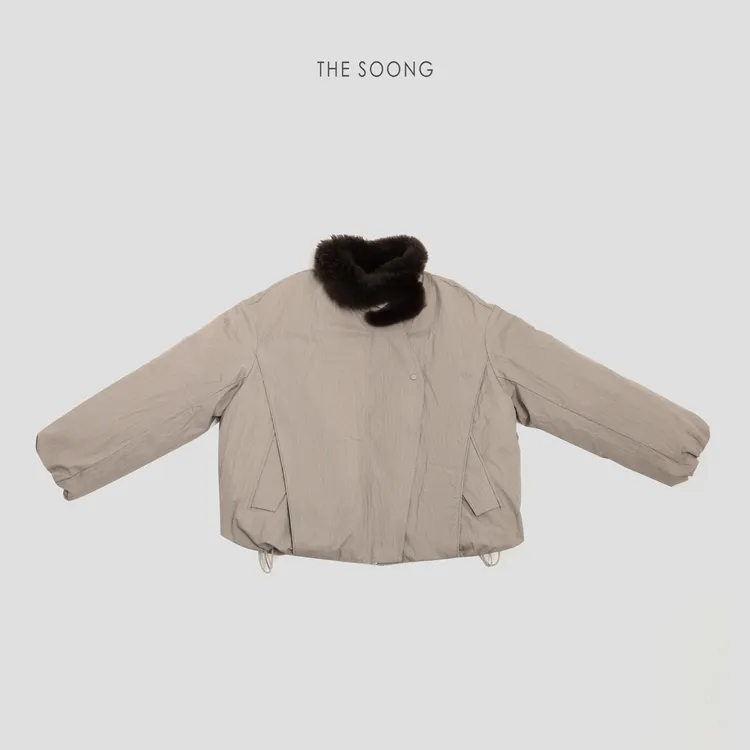 THESOONG|"派克鹅"90白鹅御寒开司米纯山羊绒毛领羽绒服YRF8261