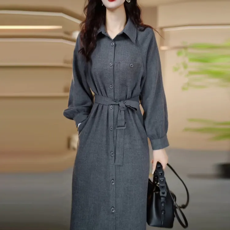 菲时丽气质连衣裙2025春秋新款今年流行修身减龄轻奢高级感中长裙