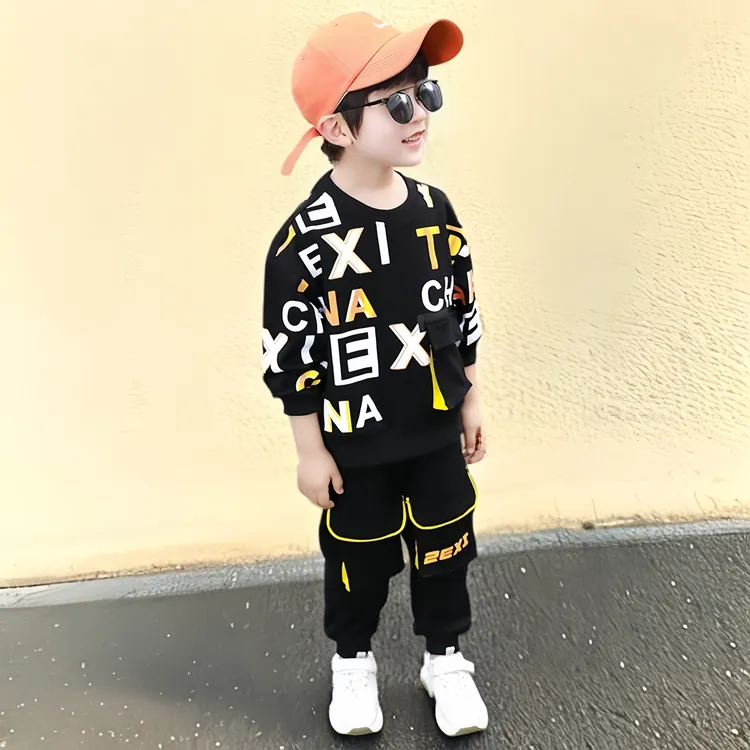 男童休闲长袖套装秋季男孩儿童韩版洋气潮酷帅气宽松亲肤舒适时尚