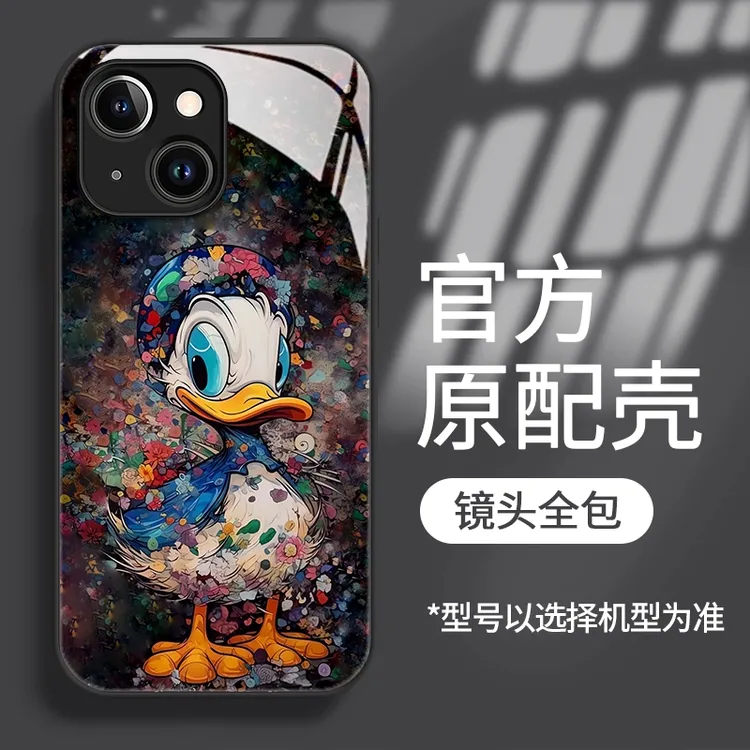 颜料多啦适用于情侣iPhone16苹果15卡通手机壳17promax玻璃高级感