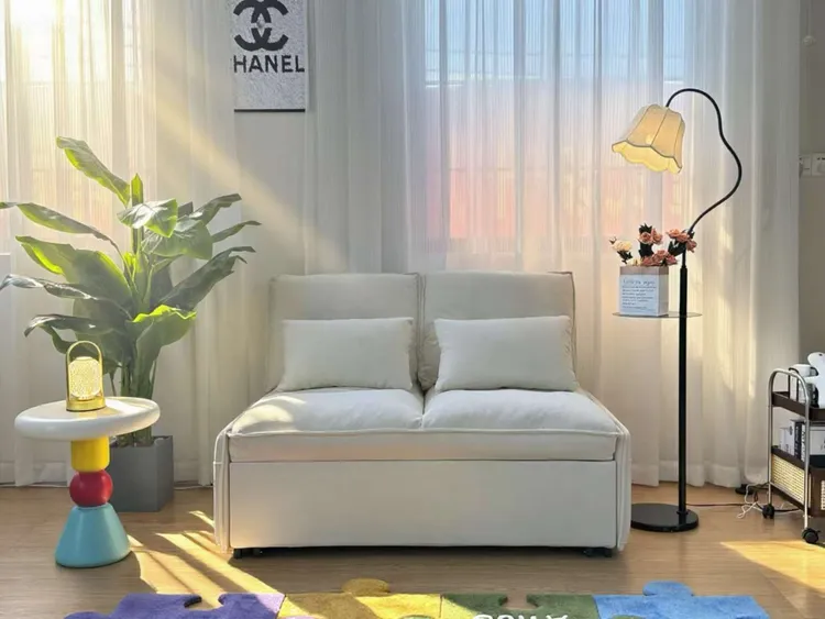 可拆洗北欧风奶油风沙发床折叠两用2025新款双人小户型客厅多功能