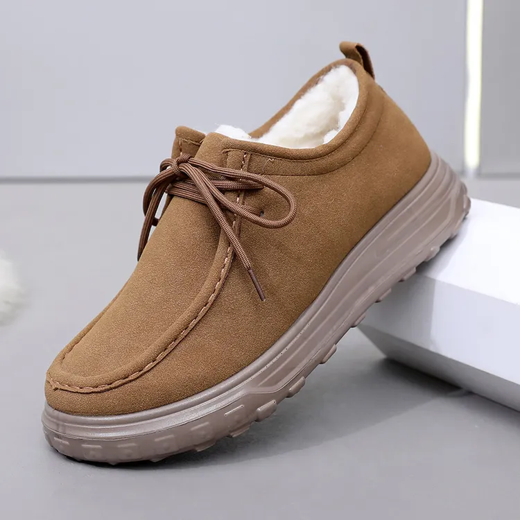 冬季绵羊毛雪地靴男棉鞋加绒加厚保暖爸爸鞋软底轻便老北京布鞋男