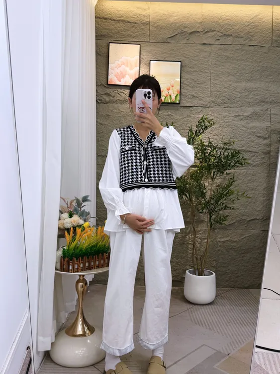 孕妇裤新款秋季复古宽松直筒休闲阔腿裤潮流设计感显瘦裤子