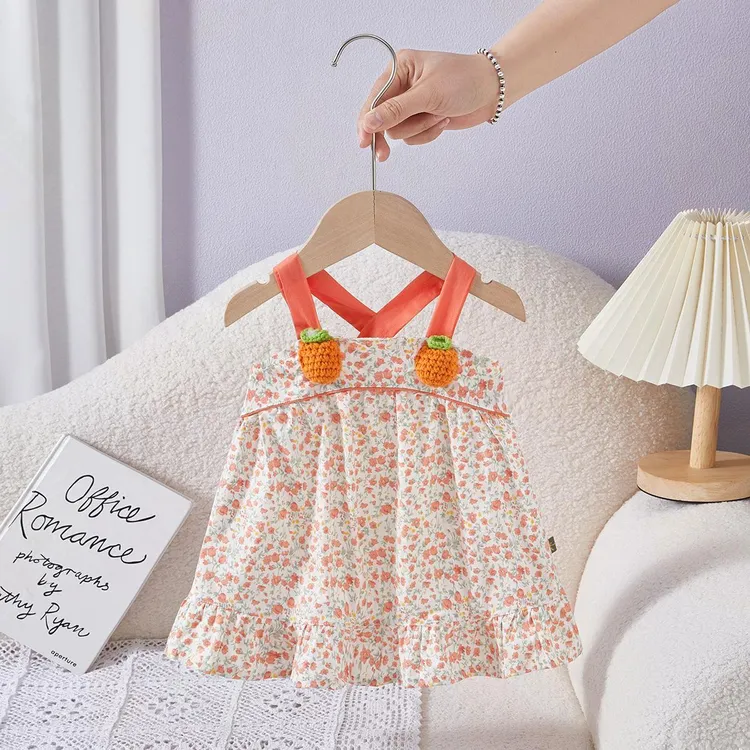 2025新款童装夏季女童连衣裙时髦沙滩裙薄款小碎花背带裙子