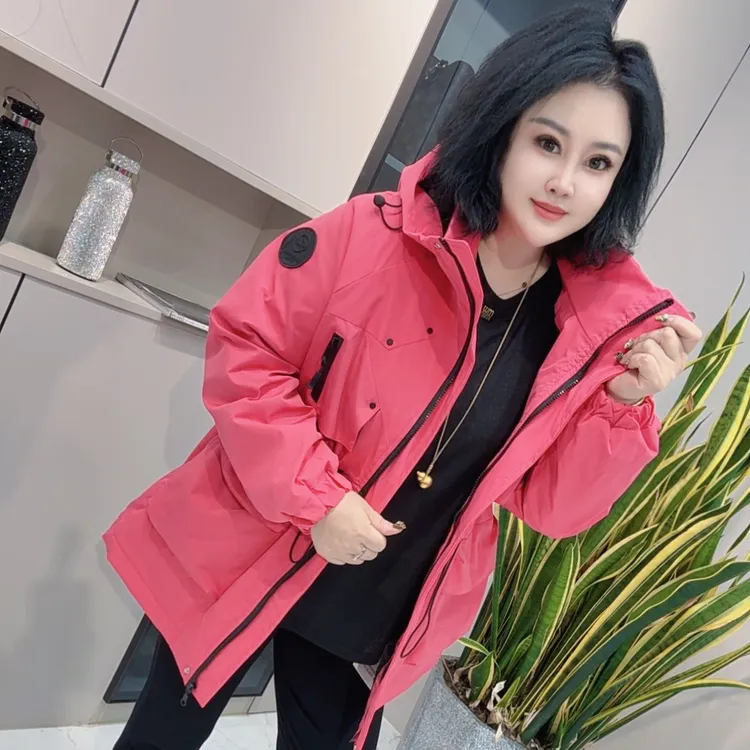 【娟姐精选】216欧货抽腰显瘦百搭二棉加薄棉冲锋衣版连帽棉服