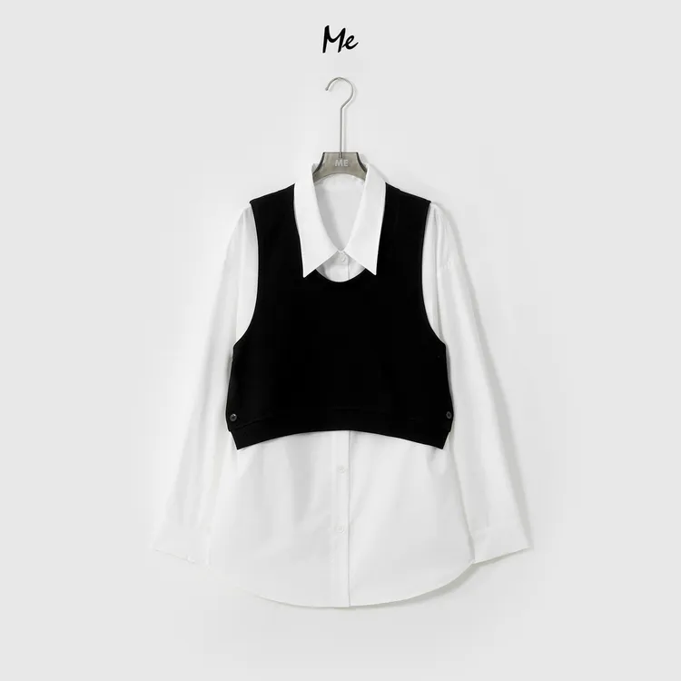 ME【气泡格卫衣】叠穿假两件os廓形时尚百搭宽松一手长上衣MESA0461