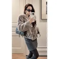 pinziko绒绒奶兔~雪山晕染渐变保暖短外套秋冬短款上衣女TJF544