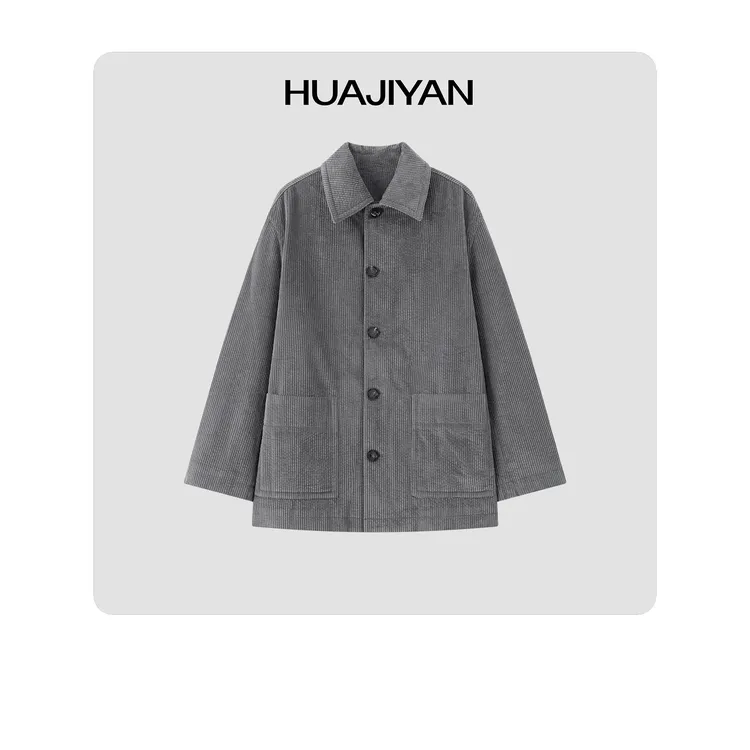 华吉言/HUAJIYAN【黎明】100棉竖坑条灯芯绒上衣外套