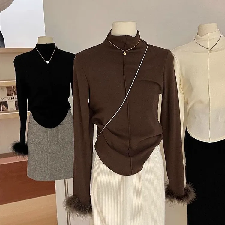 秋冬百搭显瘦网红洋气针织时尚半高领长袖打底衫内搭女2025年秋冬