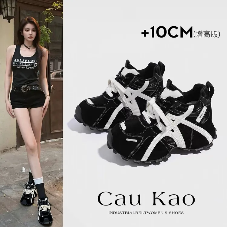 加绒保暖松糕鞋女2026春秋新款超火内增高老爹鞋百搭拼色运动鞋