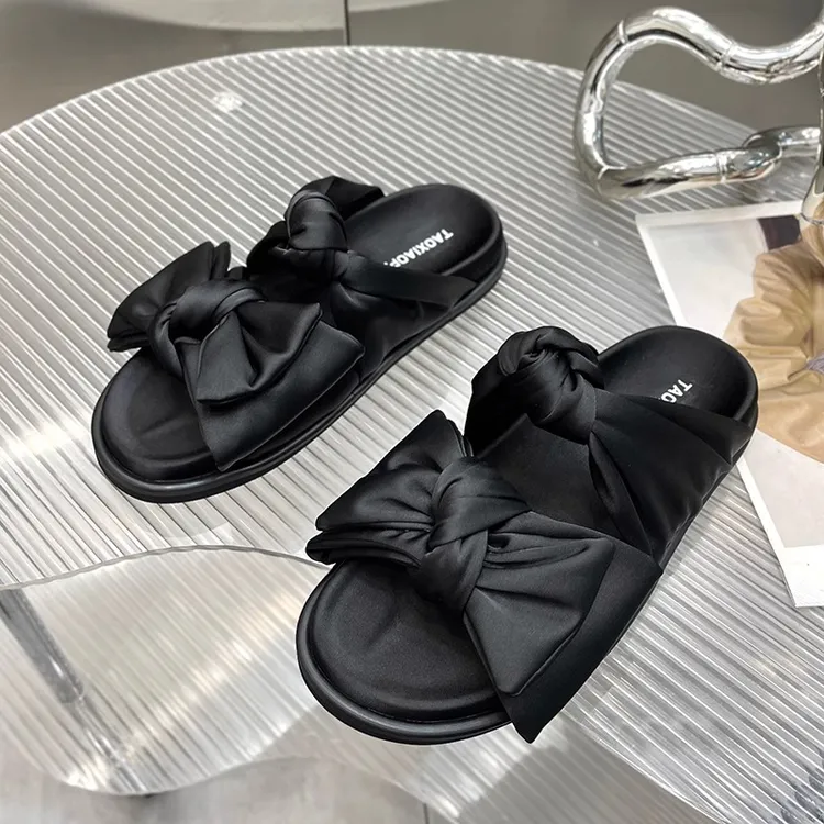 厚底蝴蝶结凉拖鞋仙女风2025夏新款休闲外穿松糕欧货沙滩一字拖鞋