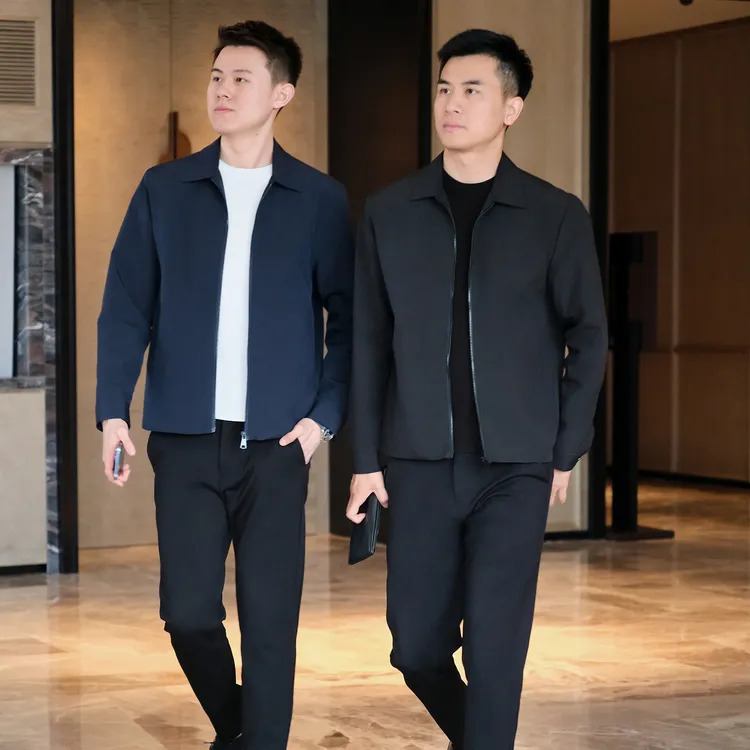 【bing哥哥】男士春秋净版翻领行政夹克商务休闲百搭外套上衣