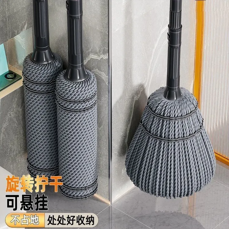 自拧水拖把家用一拖净免手洗2025新款老式家用墩布旋转圆头布条gh
