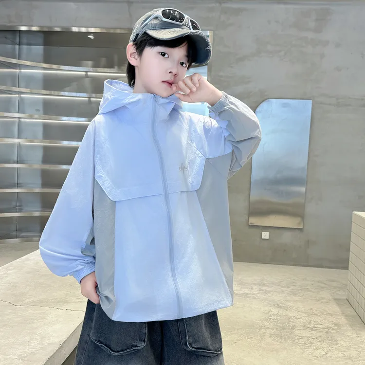 儿童装男童夏季透气防晒衣外套薄款中大童帅气韩版防晒服男孩上衣
