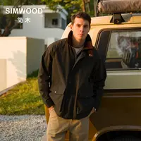 SIMWOOD/简木【宽松版】复古防泼水无油蜡做旧拼接夹克外套SO130109