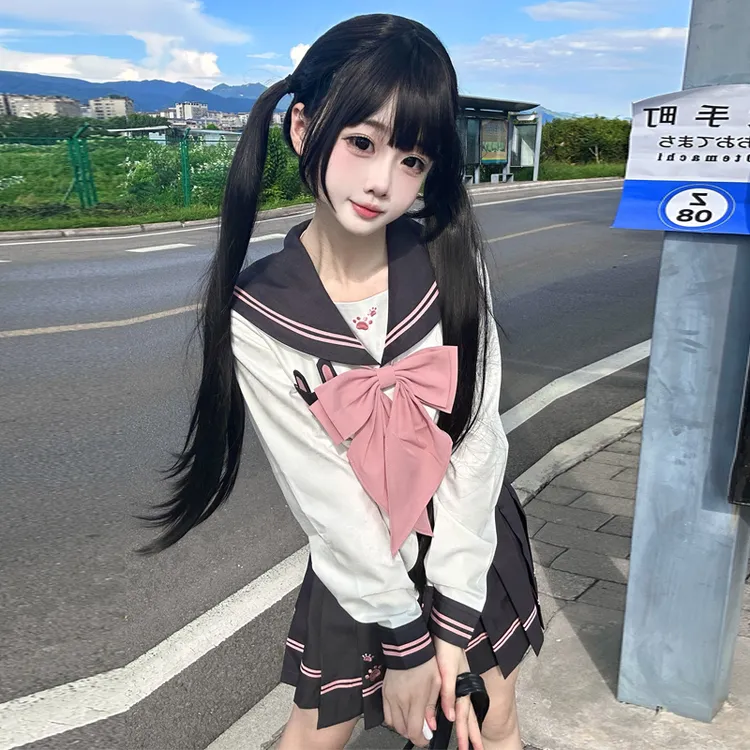 不眠岛JK【兔卜卜】原创日系可爱小兔刺绣水手服校供感jk制服套装