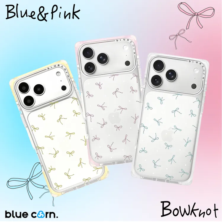 蓝色苞米 粉色蓝色黄色蝴蝶结适用iPhone17/16/15PM毛茸茸手机壳