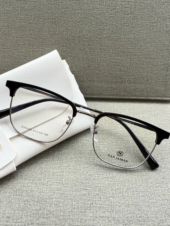 网红眉毛金属近视眼镜框男款可配度数适合圆脸斯文半框