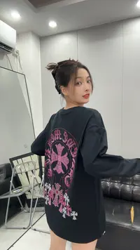 【LLZ322】情侣设计感百搭烫钻日常小众秋季T恤圆领ins休闲长袖