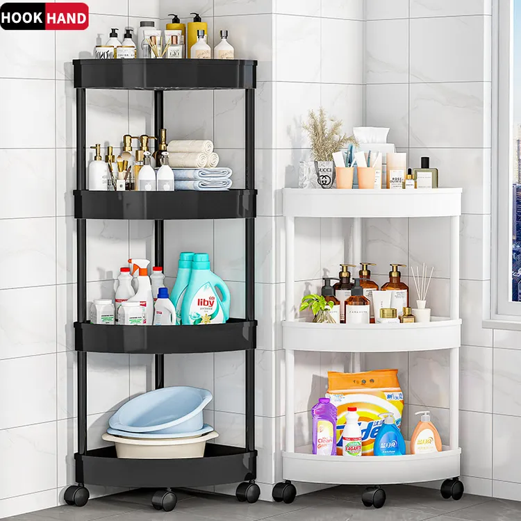 厕所落地免打孔浴室角落收纳架洗手间可移动落地三角卫生间置物架
