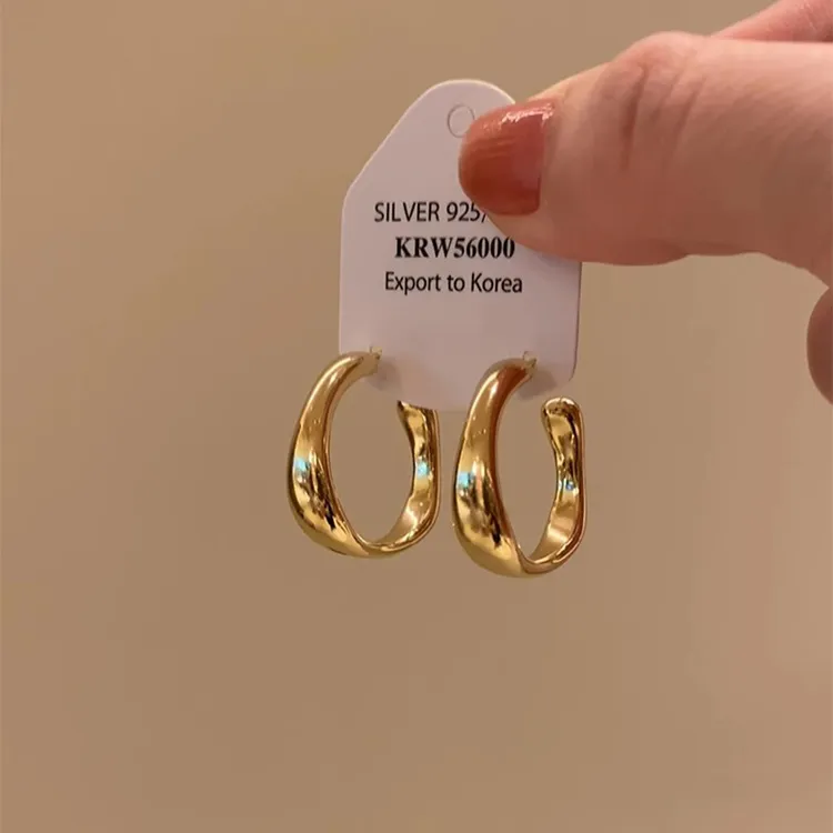 铜合金耳饰 金色不规则C型耳环女2025新款轻奢高级感秋冬气质耳钉