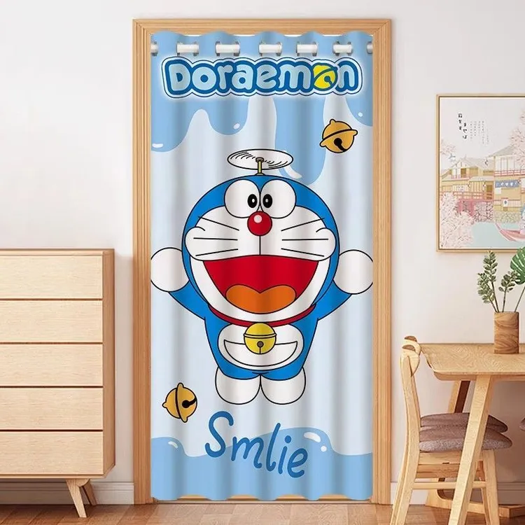 门帘哆啦A梦空调挡风隔冷隔热门帘免打孔卫生间隔断帘厨房遮挡帘