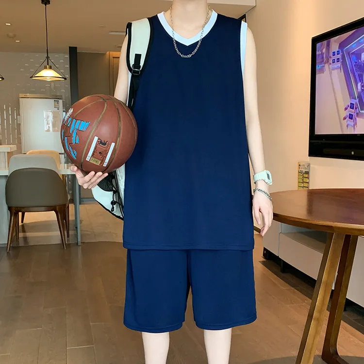 篮球服男款比赛训练队服健身跑步运动套装男夏季学生背心短裤球衣