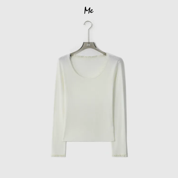 ME【珍珠花蕾】桑蚕丝山羊绒混纺弹力少女感时尚百搭上衣MESA1433