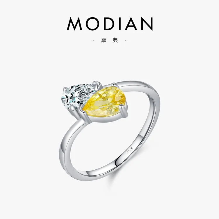 MODIAN/摩典 925银戒指 轻奢交织水滴设计感戒指女浪漫高级感指环