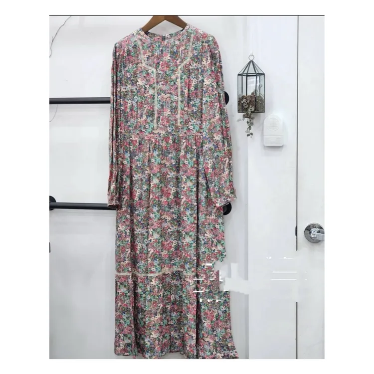 肉肉家*大码彩色岛屿碎花连衣裙