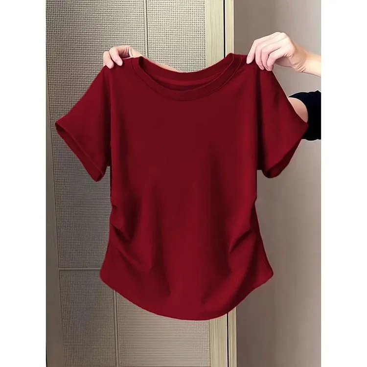洋气衣服女t恤短款知性风老钱风女式衣服网红洋气炸街女装短袖T恤