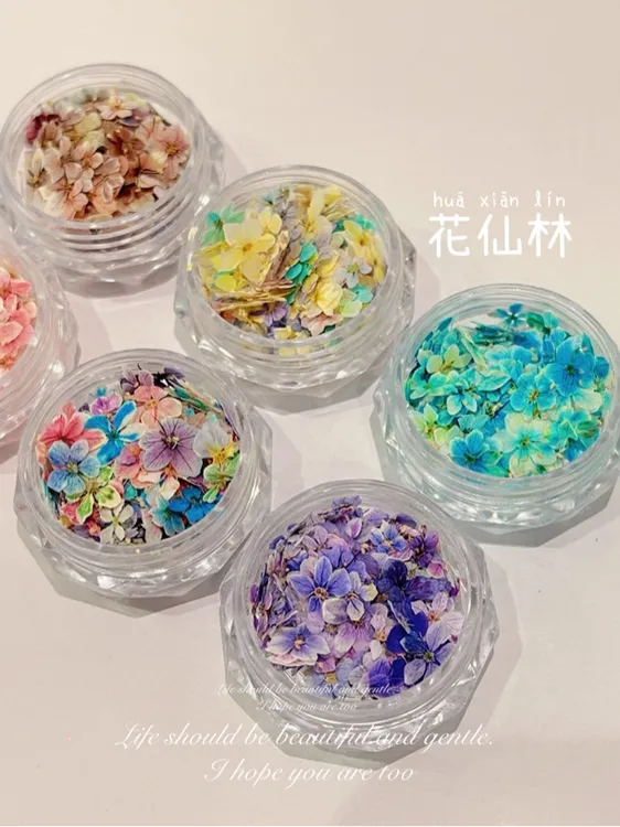 新品ins风花仙子系列小清新美甲干花欧泊云锦花瓣饰品