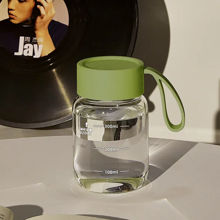  玻璃杯水杯女生高颜值便携咖啡杯早餐杯刻度暖手随手杯子牛奶