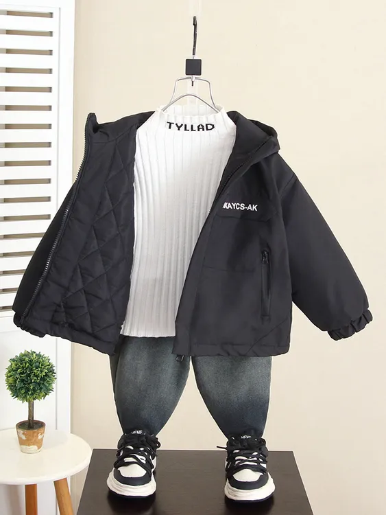 男童夹棉外套2025秋冬季新款儿童韩版加厚上衣冬装宝宝二棉冲锋衣