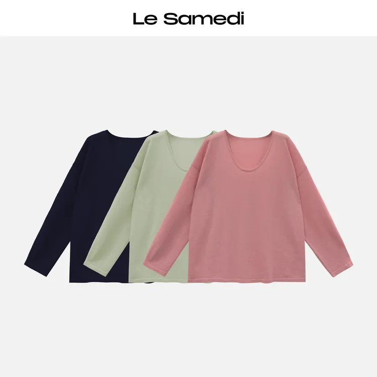Le Samedi马油叶儿【闲云悠悠】羊绒羊毛松弛显瘦U领长袖针织衫