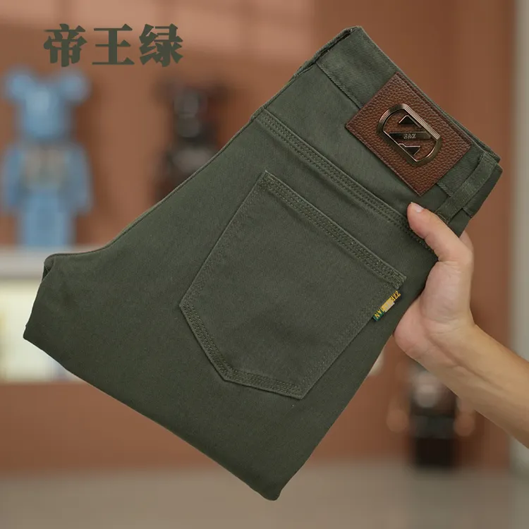 帝王绿牛仔裤男士2025秋季新款免烫抗皱欧货气质高端修身直筒长裤