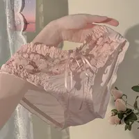 纯情玫瑰~新款法式性感蕾丝内裤纯欲蝴蝶结透气棉裆女士三角裤