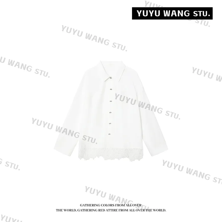 YUYU WANG【疏影】 春季出行小众炸街轻奢高级感法式上衣白色衬衫女