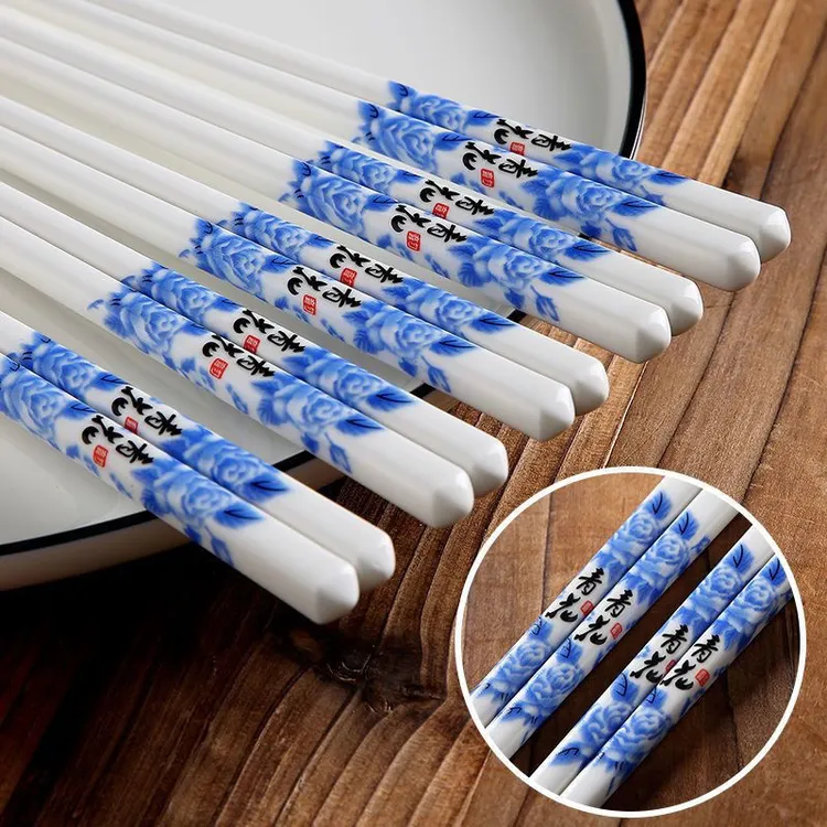 景德镇陶瓷筷子家用抗菌防霉耐高温高档发霉骨瓷餐具防滑kkv